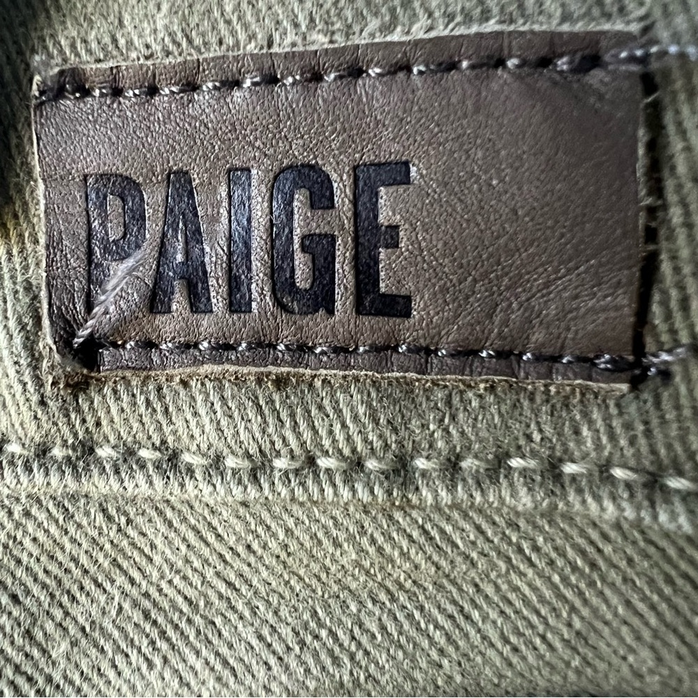 PAIGE Verdugo Moto Skinny Jeans Women’s 26 Olive Green Zip Detail Mid Rise - Picture 8 of 12